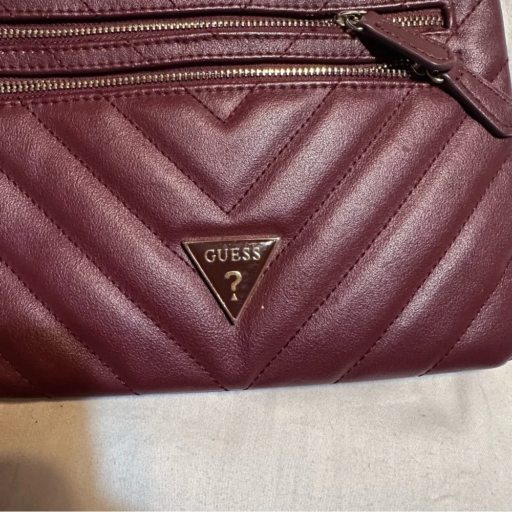 Maroon Guess Wristlet - 3 pocket